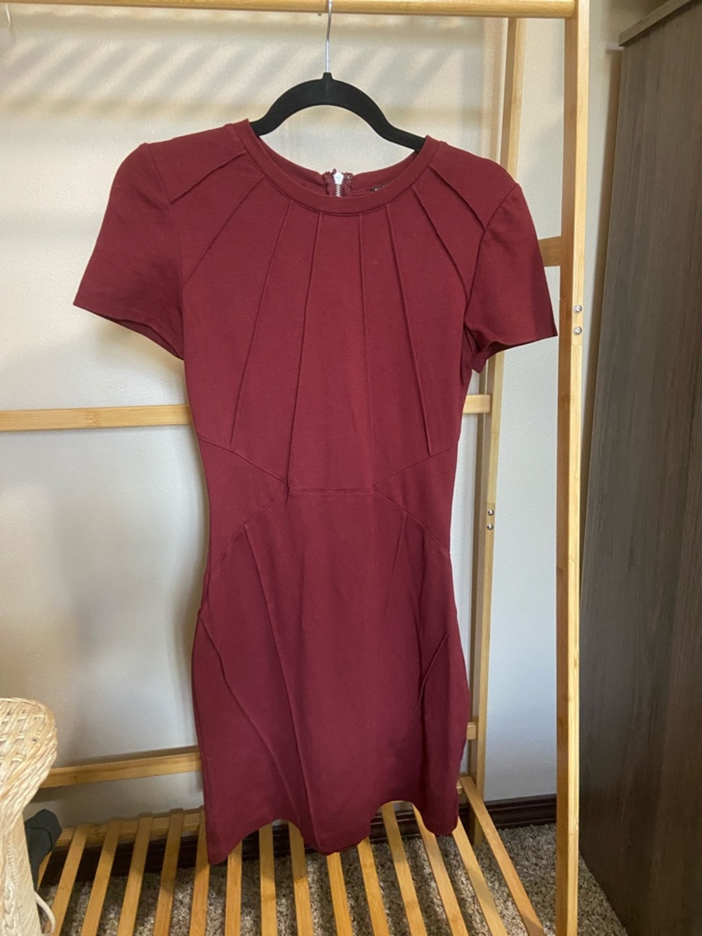 Express Burgundy Short Sleeve Mini Dress